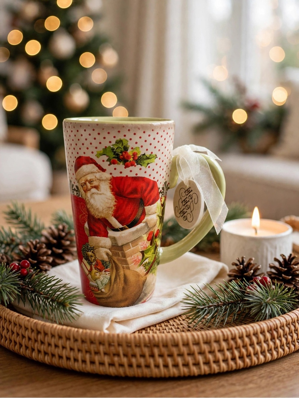 🆕 Carleton Cards Santa Christmas Mug with Ornament